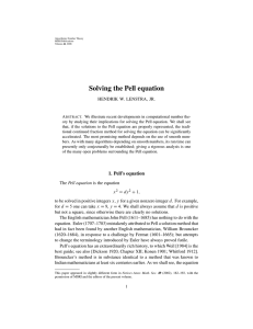 Solving the Pell equation - Mathematisch Instituut Leiden