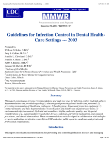 Guidelines for Infection Control in Dental Health-Care Settings --