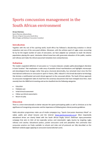 Sports concussion management in the South African environment