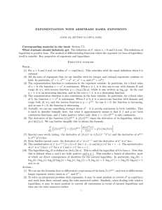 Exponentiation with arbitrary bases, exponents