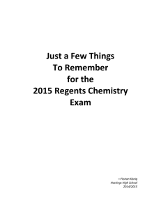 Chem Regents 2015 A Few Things