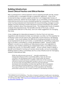 Building Infrastructure: Good Clinical Practice and Ethical