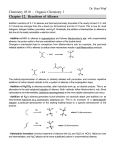 Chemistry 0310 - Organic Chemistry 1 Chapter 12. Reactions of