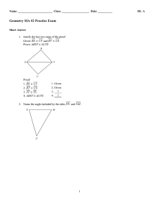 Geometry SIA #2 Practice Exam