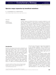 Species range expansion by beneficial mutations