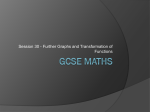 GCSE Session 30 – Further Graphs and