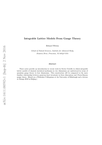 Integrable Lattice Models From Gauge Theory