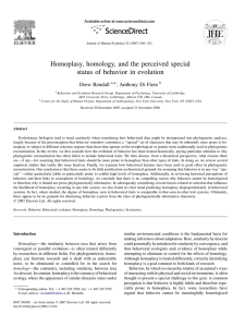 Homoplasy, homology, and the perceived special