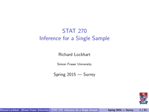 Inference for 1 Sample - SFU Mathematics and Statistics Web Server