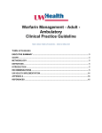 Warfarin Management - Adult - Ambulatory Clinical Practice Guideline