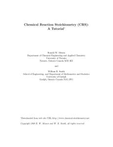 Chemical Reaction Stoichiometry (CRS): A Tutorial