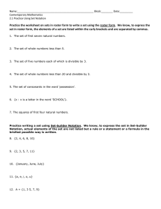 2.1 Practice Using Set Notation HW