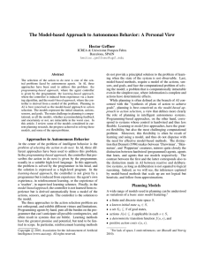 The Model-based Approach to Autonomous Behavior: A