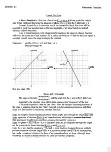 LESSON 8.2 Linear Functions Elementary Functions A linear