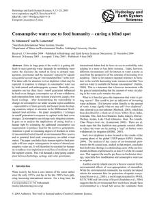 Consumptive water use to feed humanity – curing a blind spot