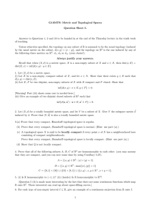 G13MTS: Metric and Topological Spaces Question Sheet 5