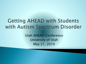 Autism Spectrum Disorders - Association on Higher Education and