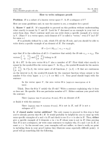 How to write subspace proofs Problem: H is a subset of a known