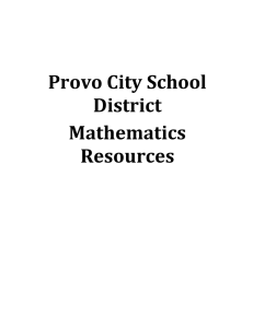 Provo City School District Mathematics Resources 1 Table of