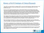 History of KAVI Institute of Clinical Research