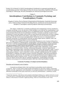 Interdisciplinary Contributions to Community Psychology and