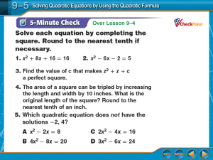 Use the Quadratic Formula - Gloucester Township Public Schools