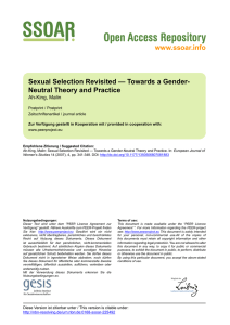Sexual Selection Revisited — Towards a Gender- Neutral