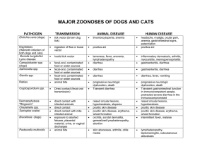 MAJOR ZOONOSES OF DOGS AND CATS