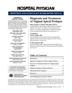 Diagnosis and Treatment of Vaginal Apical Prolapse