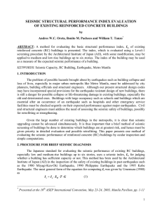 SEISMIC STRUCTURAL PERFORMANCE INDEX EVALUATION OF