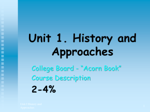 Unit 1. History and Approaches