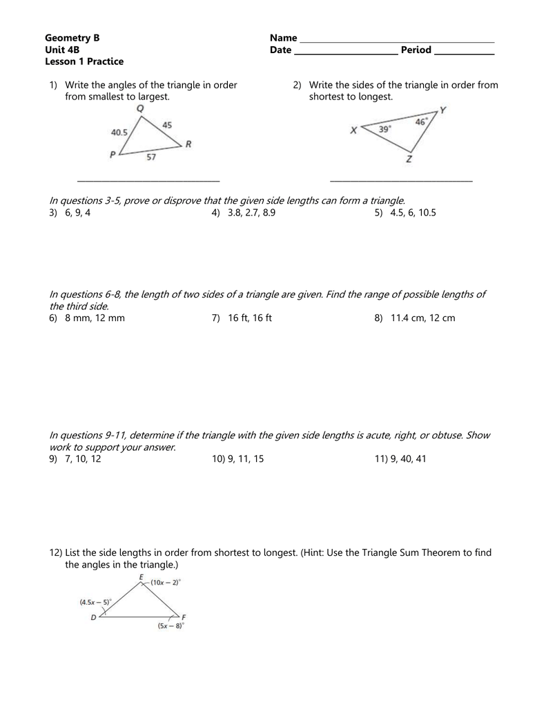 Geometry B Name Unit 4b Date Period Lesson 1 Practice Write The Geometry B Name Unit 4b Date Period Lesson 1 Practice Write The