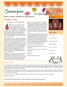 April 2011 - Hindu Samaj Temple Minnesota