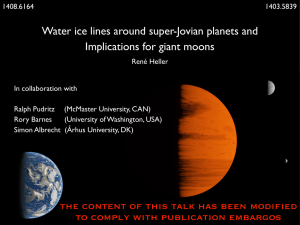 Water ice lines around super-Jovian planets and Implications for