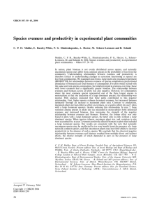 Species evenness and productivity in experimental plant communities
