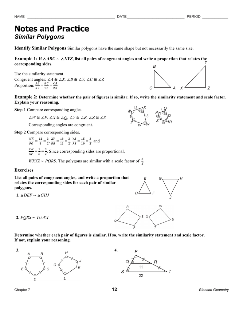 Similar Polygons Notes and Practice With Similar Polygons Worksheet Answers