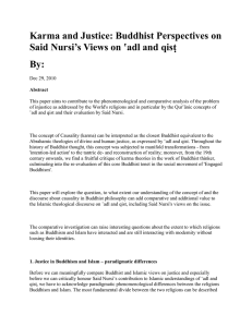Karma and Justice: Buddhist Perspectives on Said Nursi`s Views on