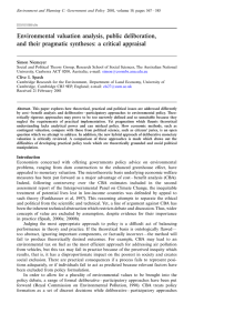 Environmental valuation analysis, public deliberation