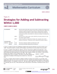 Strategies for Adding and Subtracting Within 1000