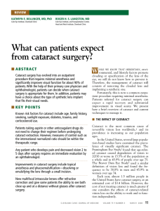 What can patients expect from cataract surgery?