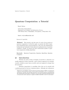 Quantum Computation: a Tutorial