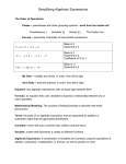 Simplifying Algebraic Expressions