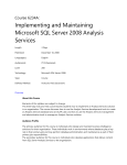 Implementing and Maintaining Microsoft SQL Server 2008 Analysis