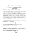 Notes: Continuous Random Variables