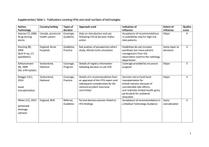 Supplementary Table 1: Publications covering HTAs and small