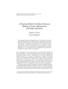 A Practical Model for Ethical Decision Making in Issues