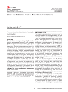 Science and the Scientific Nature of Research in the
