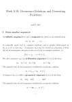 Week 9-10: Recurrence Relations and Generating Functions