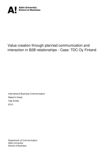 Value creation through planned communication and interaction in