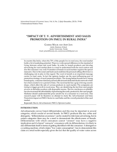 Impact of T. V. Advertisement and Sales Promotion on FMCG in